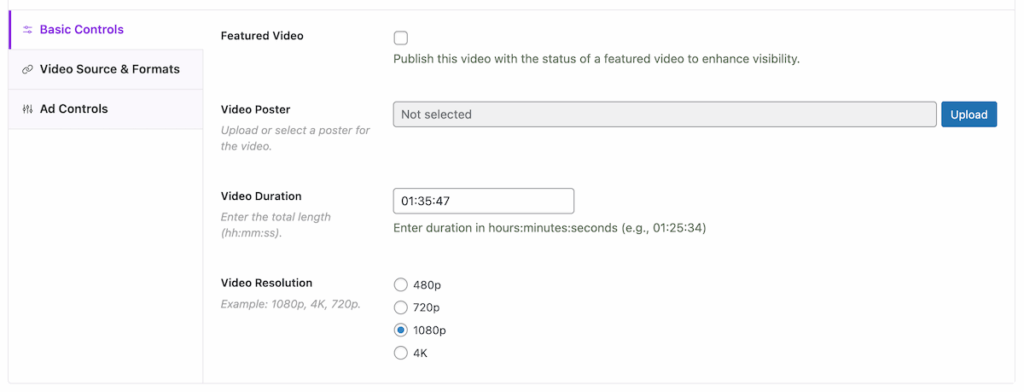 MediaHaven – Video Gallery & HLS Player single video upload basic controls