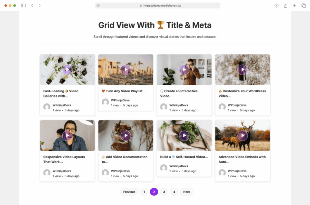 MediaHaven Grid Style Video Gallery