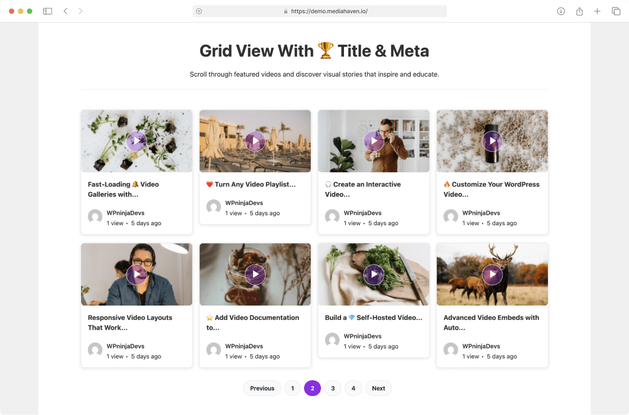 MediaHaven Grid Style Video Gallery