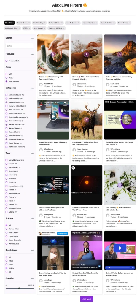 MediaHaven Ajax Live Filter