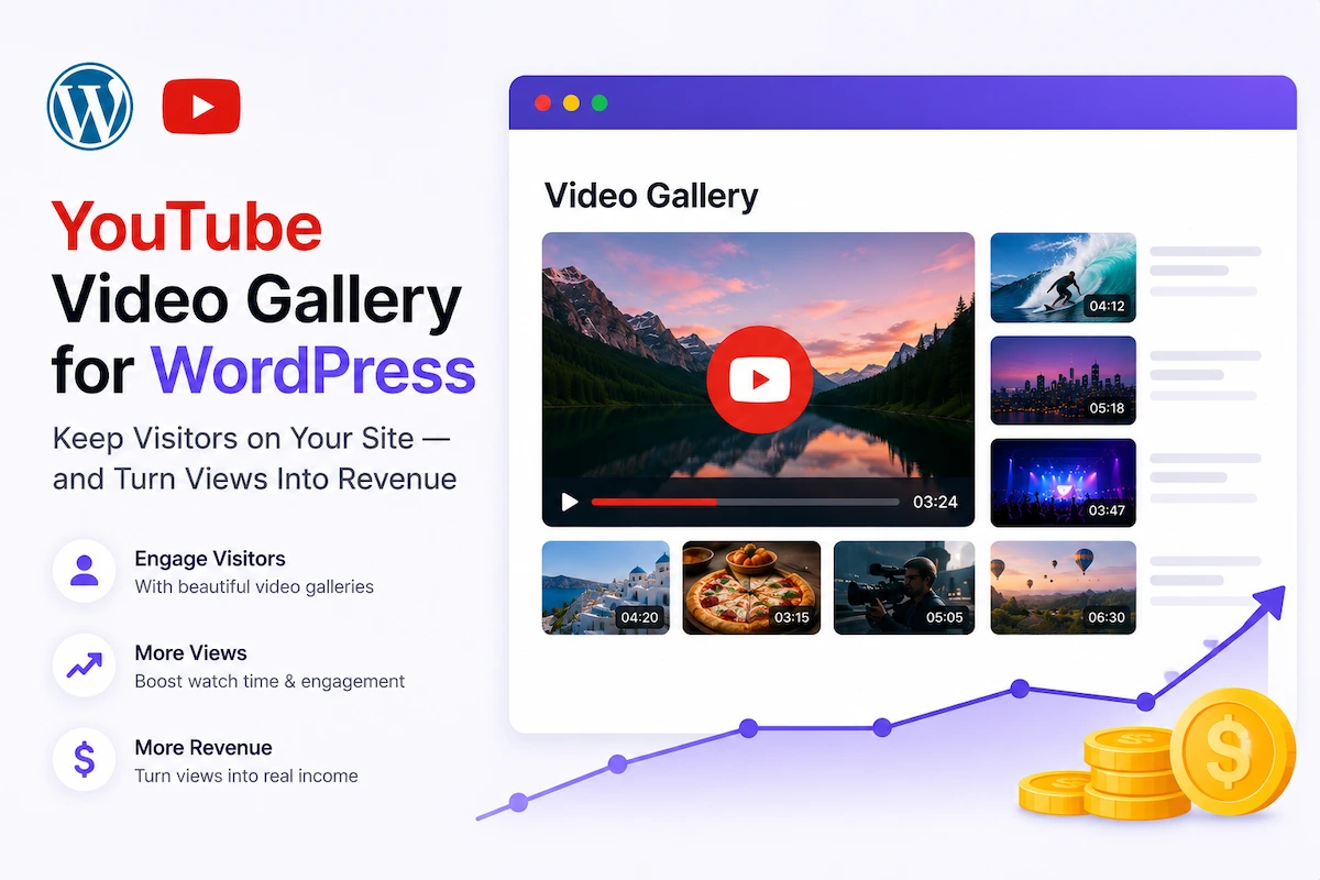 YouTube Video Gallery for WordPress: How to Keep Visitors on Your Site — and Turn Views Into Revenue