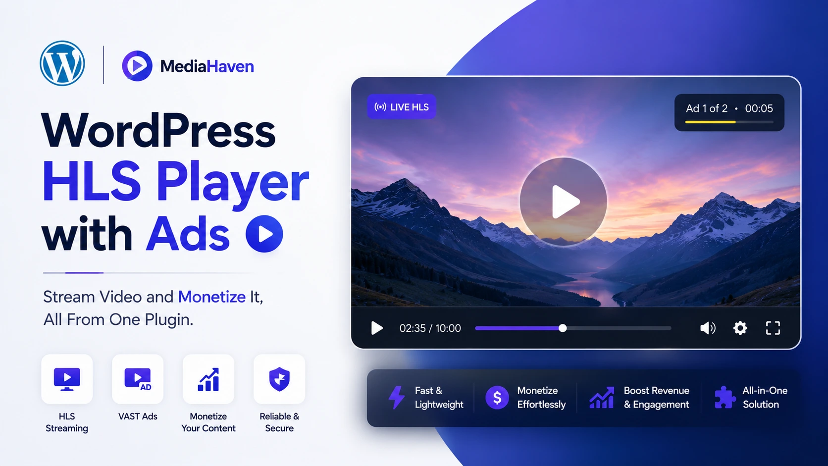 WordPress HLS Player with Ads